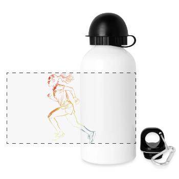 Runner Drawing Retro Style - Panoramic Thermal Bottle with Lid 500 ml - white - Front