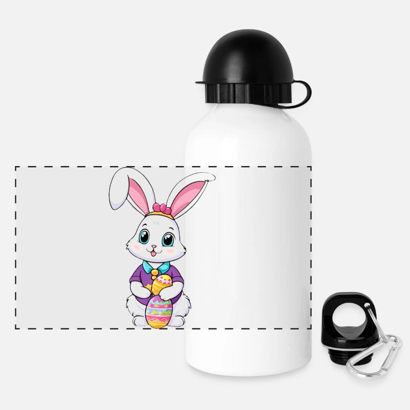 Easter bunny with Easter eggs - Panoramic Thermal Bottle with Lid 500 ml - white