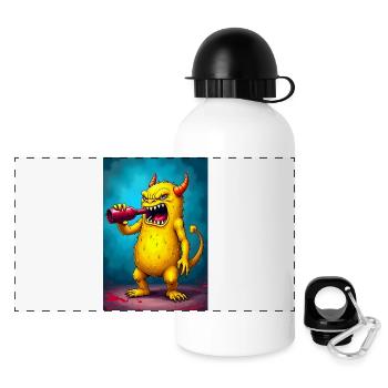 Drinking Monster Yellow No. 9 - Panoramic Thermal Bottle with Lid 500 ml - white - Front
