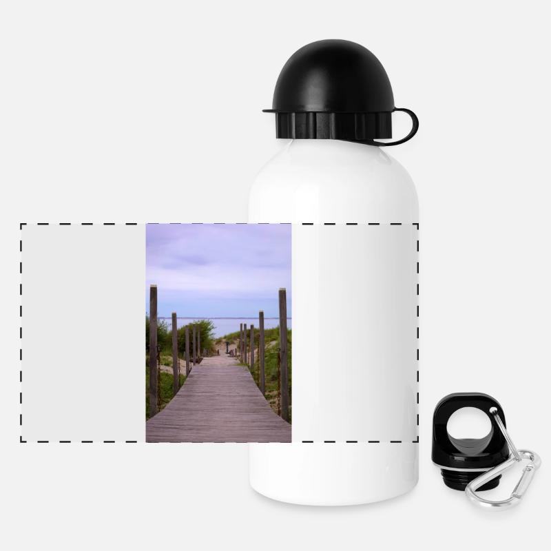 Stranddünen - Panorama Trinkflasche mit Deckel 500 ml - Weiß