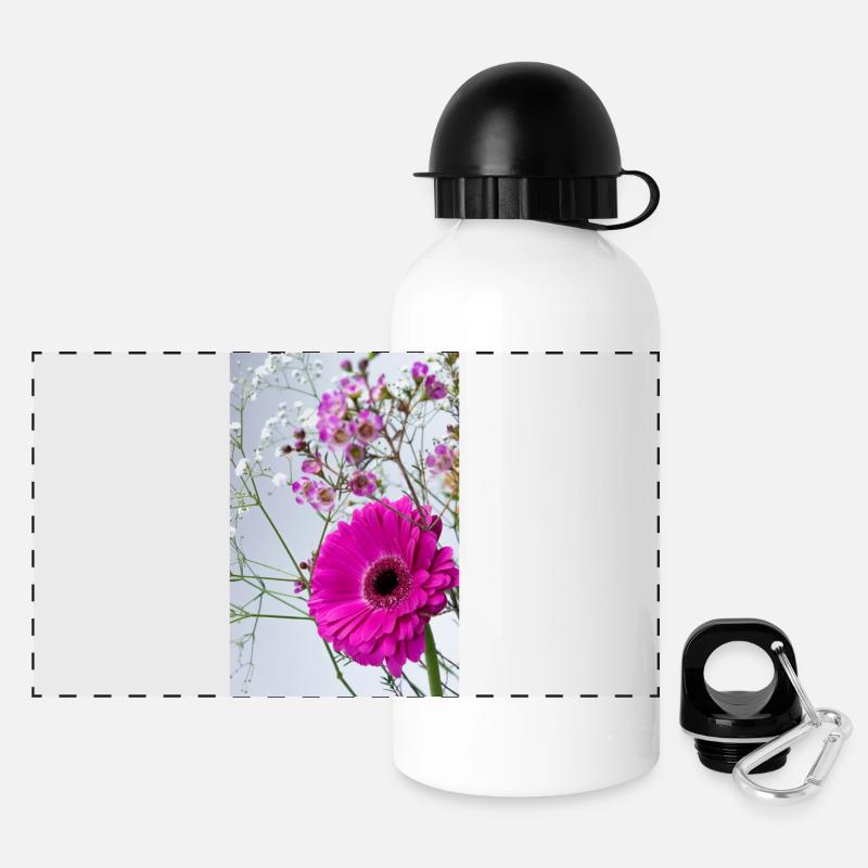 Macro Pink Gerbera Floral Splendour - Panoramic Thermal Bottle with Lid 500 ml - white