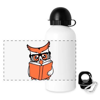 hibou nerd geek livre lecture oiseau aigle hibou lunettes intelligent - Gourde panoramique avec couvercle 500 ml - blanc - Devant