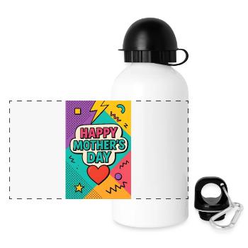 Happy Mother's Day Retro 90s Style - Panoramic Thermal Bottle with Lid 500 ml - white - Front