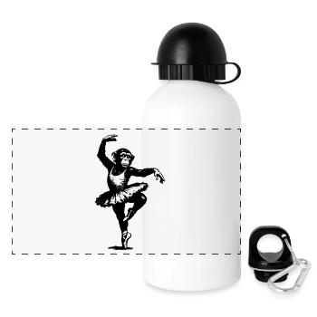 Schimpanse Ballerina StreetArt Stencil Banksy - Panorama Trinkflasche mit Deckel 500 ml - Weiß - Vorne
