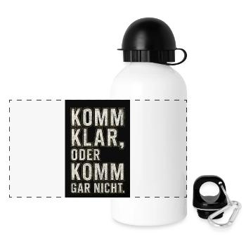 Komma klar!💯🖤💛 - Panorama Trinkflasche mit Deckel 500 ml - Weiß - Vorne
