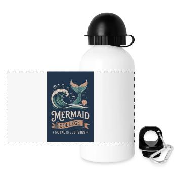 Mermaid College - No facts just vibes - Panorama Trinkflasche mit Deckel 500 ml - Weiß - Vorne