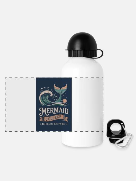 Mermaid College - Pas de faits, juste des vibrations - Gourde panoramique avec couvercle 500 ml - blanc