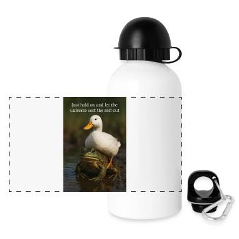 Tenez bon - Gourde panoramique avec couvercle 500 ml - blanc - Devant