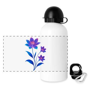 Lumineszierendes kosmisches Blumendesign - Panorama Trinkflasche mit Deckel 500 ml - Weiß - Vorne