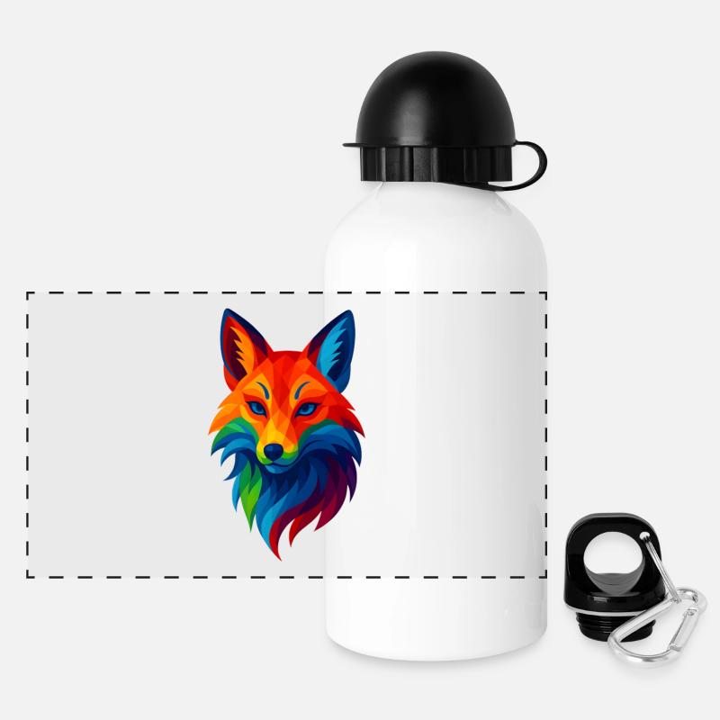 WPAP Style Animals - Kitsune Fox Spirit - Panoramic Thermal Bottle with Lid 500 ml - white