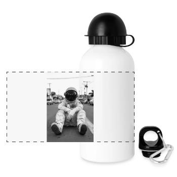 Verschollener Astronaut auf der Erde - Panorama Trinkflasche mit Deckel 500 ml - Weiß - Vorne