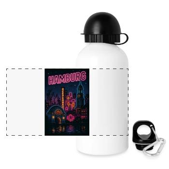Hamburg Nightlife Reeperbahn Neon Leutschrift - Panoramic Thermal Bottle with Lid 500 ml - white - Front