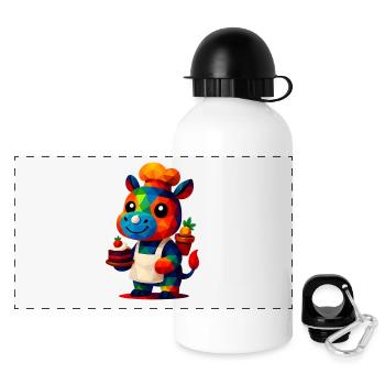 WPAP Polygon Kawaii Stil Tiere Baby Nilpferd Koch - Panorama Trinkflasche mit Deckel 500 ml - Weiß - Vorne