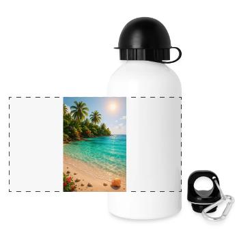 Plage de rêve et ambiance de vacances - Gourde panoramique avec couvercle 500 ml - blanc - Devant