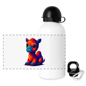 WPAP Polygon Kawaii Tiere Stil Baby Kamel Dromedar - Panorama Trinkflasche mit Deckel 500 ml - Weiß - Vorne