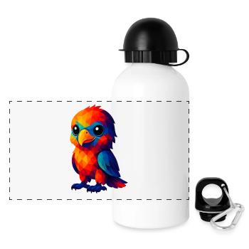 WPAP Polygon Kawaii Stil Tiere Baby Adler - Panorama Trinkflasche mit Deckel 500 ml - Weiß - Vorne