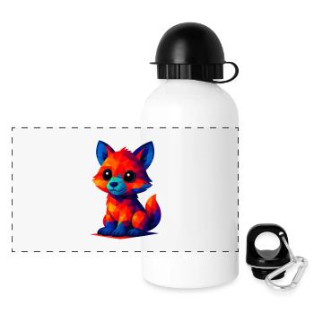 WPAP Polygon Kawaii Stil Baby Fuchs - Panorama Trinkflasche mit Deckel 500 ml - Weiß - Vorne