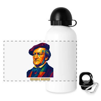 WPAP Polygon Portrait Richard Wagner Composer - Panoramic Thermal Bottle with Lid 500 ml - white - Front