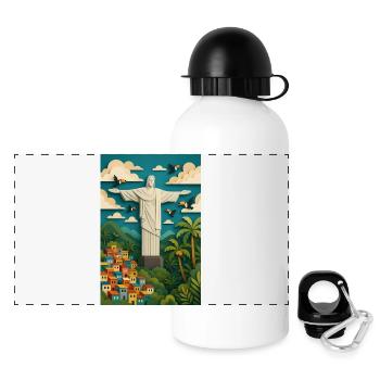 Statue du Christ Rédempteur dans un cadre tropical/Rio - Gourde panoramique avec couvercle 500 ml - blanc - Devant