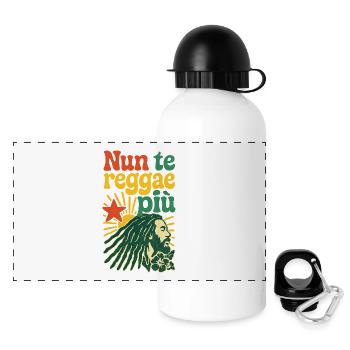 Design reggae rasta avec un message positif - Gourde panoramique avec couvercle 500 ml - blanc - Devant
