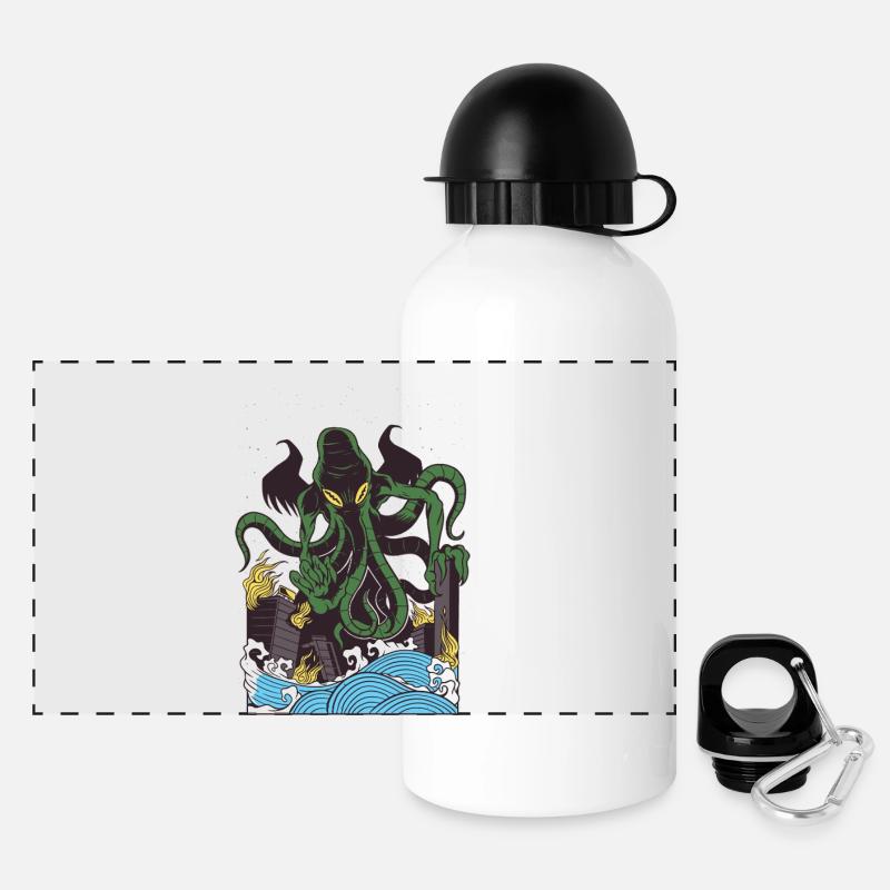Créature marine - Gourde panoramique avec couvercle 500 ml - blanc