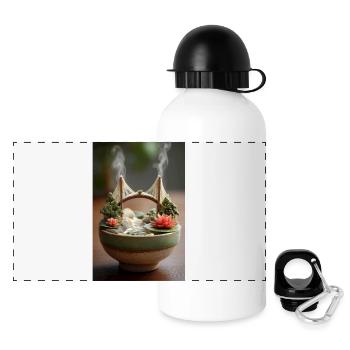 Ramen Bridge Art Schale - Panorama Trinkflasche mit Deckel 500 ml - Weiß - Vorne