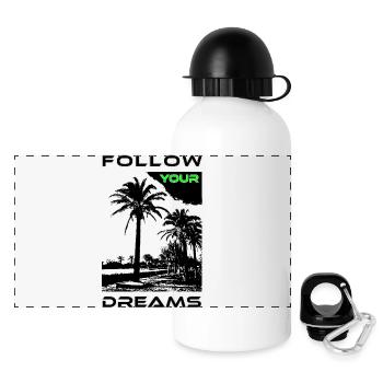 Palm Faces in Black and White Style - Panoramic Thermal Bottle with Lid 500 ml - white - Front