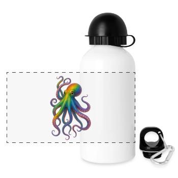 Colorful Rainbow Octopus Design - Panoramic Thermal Bottle with Lid 500 ml - white - Front
