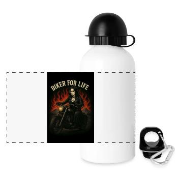 Goth Biker Girl - Panoramic Thermal Bottle with Lid 500 ml - white - Front