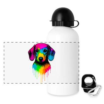 Rainbow Dachshund Drop Art - Panoramic Thermal Bottle with Lid 500 ml - white - Front