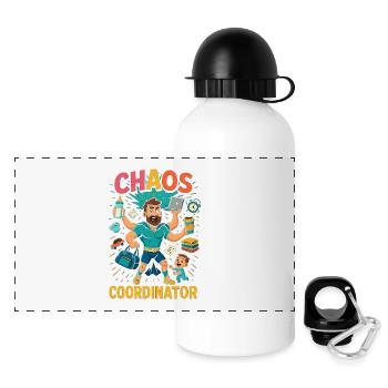Chaos Coordinator – Lustiges Sprüche Shirt für Elt - Panorama Trinkflasche mit Deckel 500 ml - Weiß - Vorne
