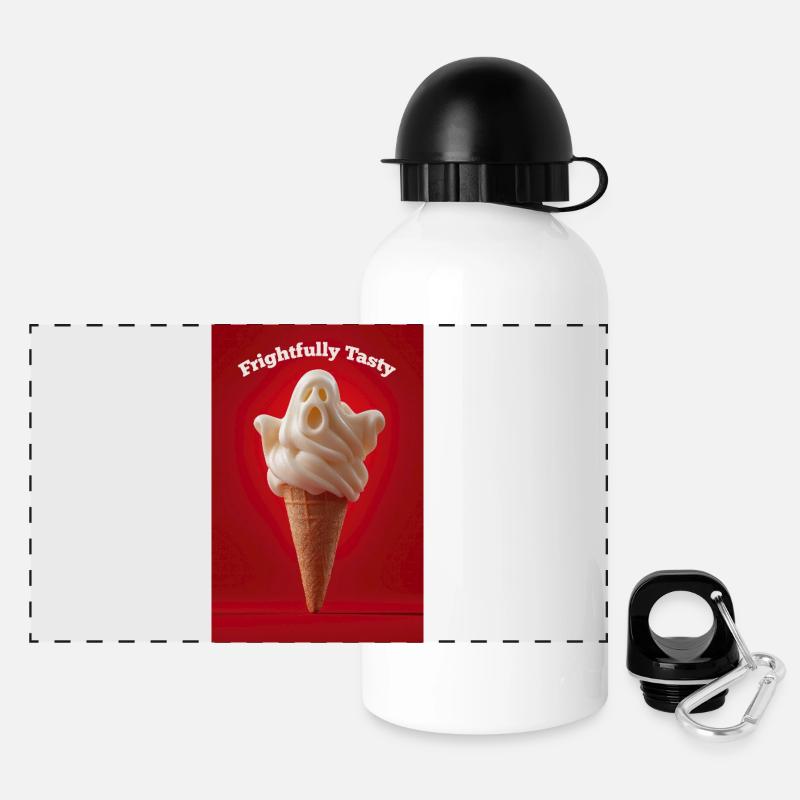 Schrecklich leckere Geisterwaffel - Panorama Trinkflasche mit Deckel 500 ml - Weiß