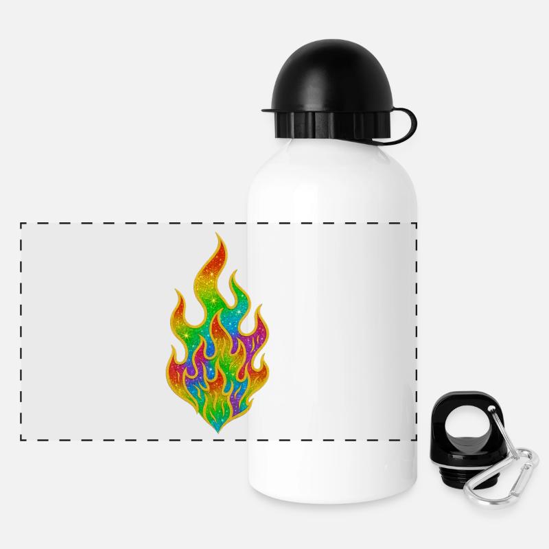 Flamme scintillante de feu arc-en-ciel - Gourde panoramique avec couvercle 500 ml - blanc