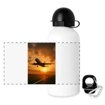 Aircraft taking off - Panoramic Thermal Bottle with Lid 500 ml - white - Front