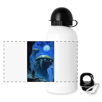 Science-Fiction-Landschaft - Panorama Trinkflasche mit Deckel 500 ml - Weiß - Vorne