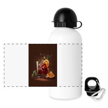 Zitrus-Rosmarin-Funken-Cocktail - Panorama Trinkflasche mit Deckel 500 ml - Weiß - Vorne