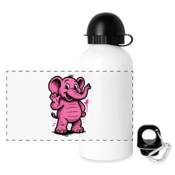 Pink Elephant Cartoon Character Joy - Panoramic Thermal Bottle with Lid 500 ml - white - Front