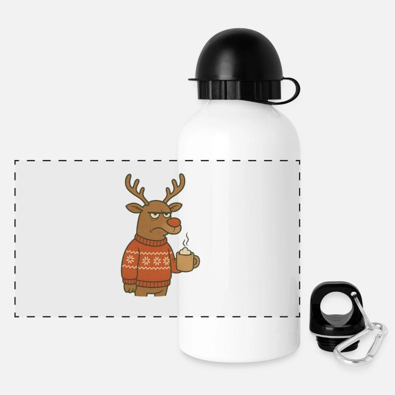 Reindeer with mug - Panoramic Thermal Bottle with Lid 500 ml - white