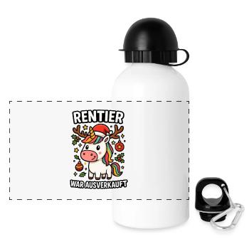 Reindeer was sold out unicorn - Panoramic Thermal Bottle with Lid 500 ml - white - Front