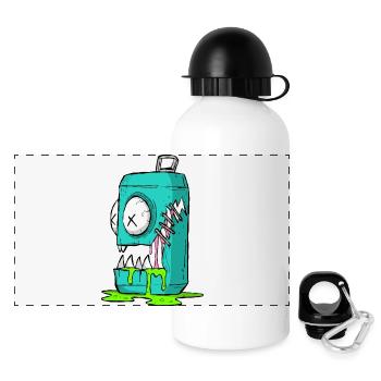 Monster Dose Cartoon Comic - Panorama Trinkflasche mit Deckel 500 ml - Weiß - Vorne