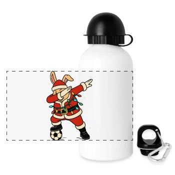 Dabbing Rabbit Santa Claus Football Cute - Panoramic Thermal Bottle with Lid 500 ml - white - Front