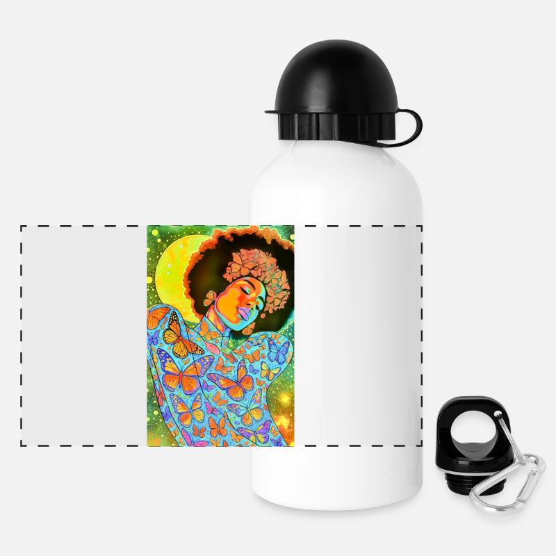 Âme de papillon en fleur néon - Gourde panoramique avec couvercle 500 ml - blanc