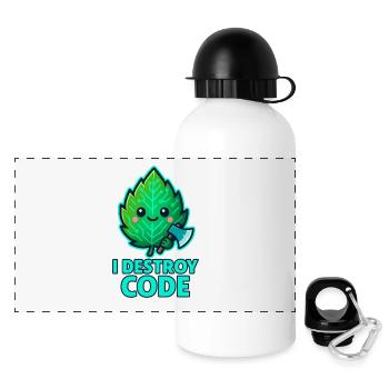 Green Leaf Code Warrior - Panoramic Thermal Bottle with Lid 500 ml - white - Front