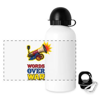 WORDS OVER WAR #3 - let's talk - Gourde panoramique avec couvercle 500 ml - blanc - Devant