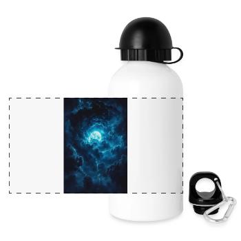 Blue Sky with Moon in Stormy - Panoramic Thermal Bottle with Lid 500 ml - white - Front
