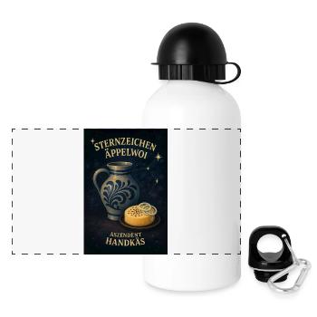 Sternzeichen Äppelwoi Aszendent Handkäs - Panorama Trinkflasche mit Deckel 500 ml - Weiß - Vorne