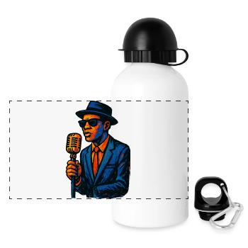 Chanteur de Jazz Vintage avec Microphone - Gourde panoramique avec couvercle 500 ml - blanc - Devant