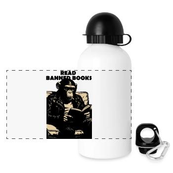 Read Banned Books Chimp - Panoramic Thermal Bottle with Lid 500 ml - white - Front