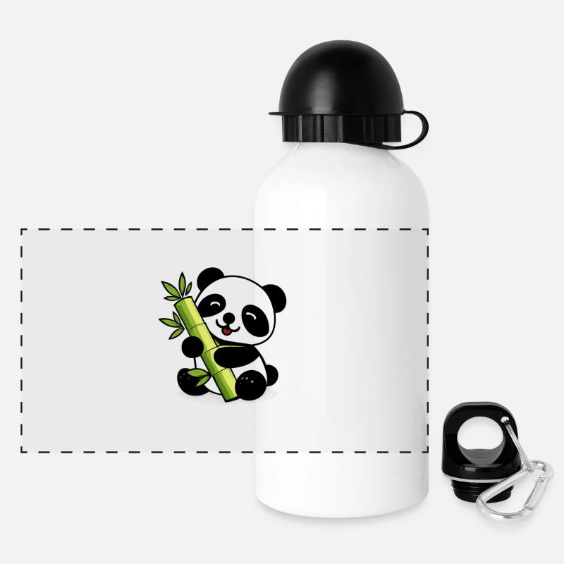 Panda Bamboo Soft Lime - Panoramic Thermal Bottle with Lid 500 ml - white