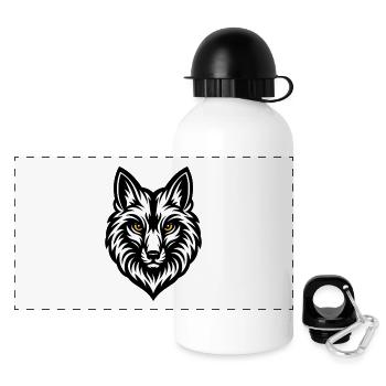 Wolfs Kopf Schwarz Weiß - Panorama Trinkflasche mit Deckel 500 ml - Weiß - Vorne